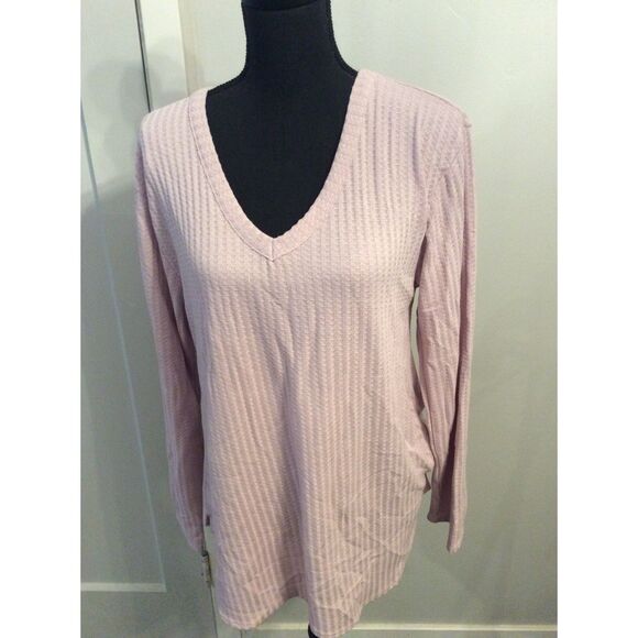 NWOT Chasor Lavender Long Sleeve V Neck Large L Womens Waffle - Picture 1 of 5
